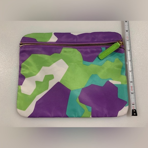 Sonia Kashuk makeup bag greens purple and white geometric print - Picture 6 of 6